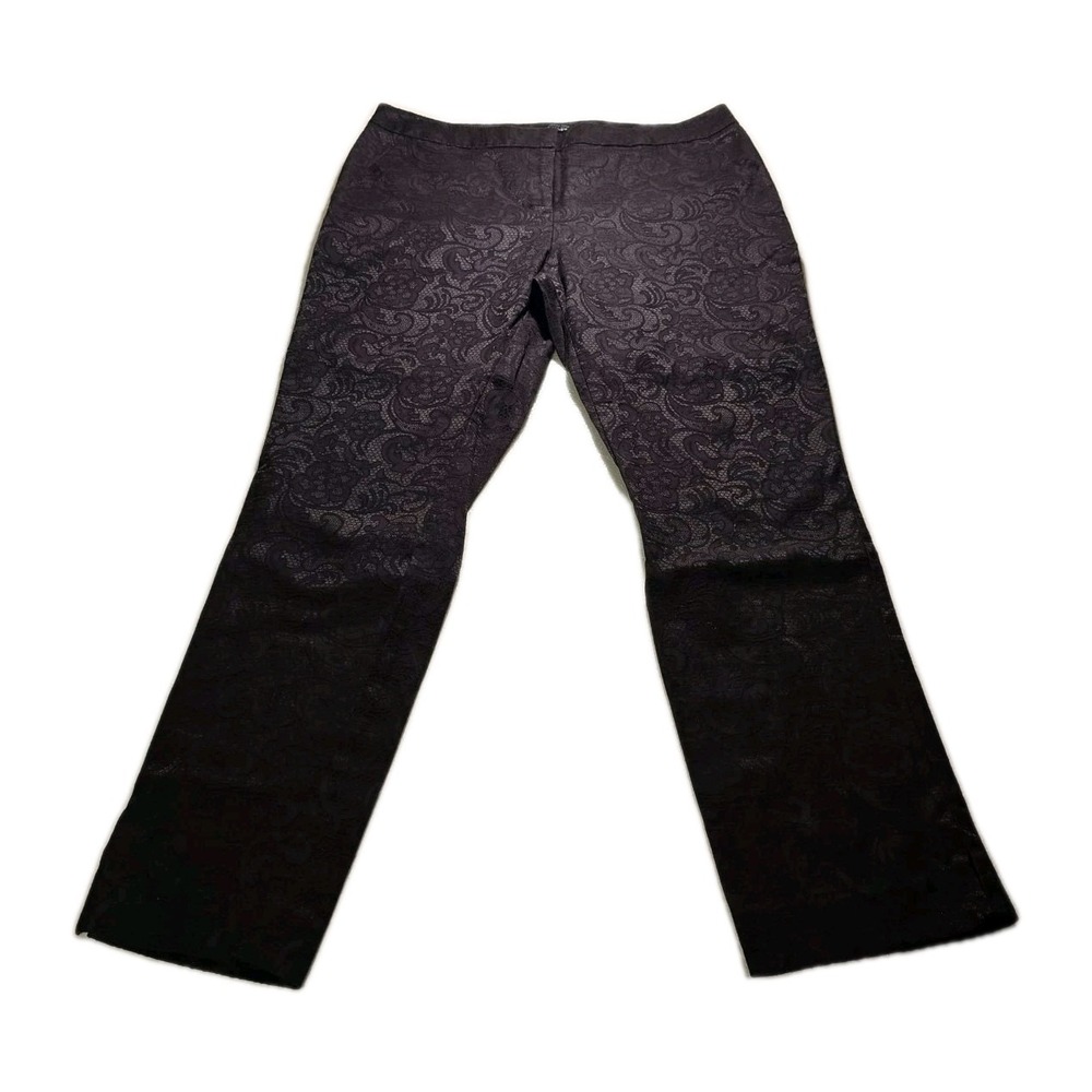 APT 9 Modern Fit Dress Pants Straight Leg Black Lace Stretch Ankle Women's Sz 14